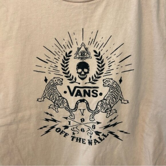 Vans Women’s Peach and Black Tiger Skull Graphic T-Shirt, Size XS - Picture 2 of 6
